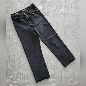 Like New Levi's Ribcage Ankle Straight Denim 26x27 / "Grey-Black" look